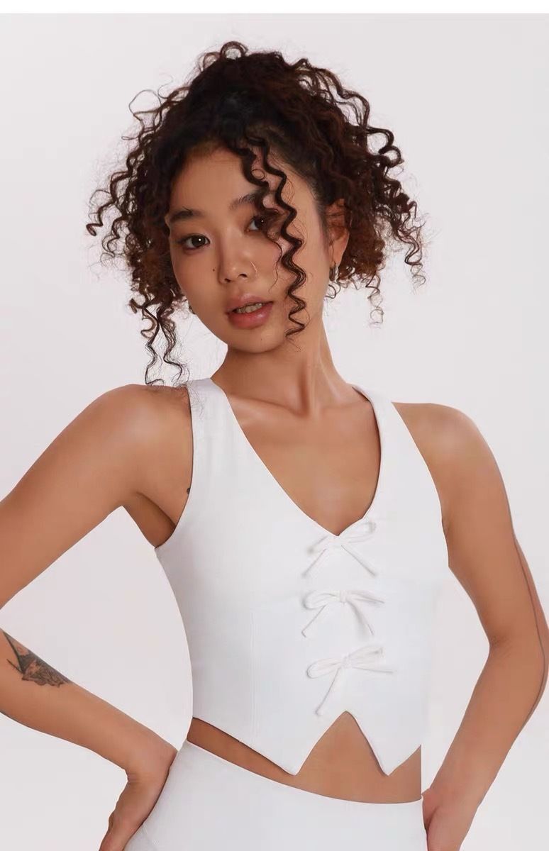 Damenbekleidung mit langem Hals und Schleife für einen schönen Rücken und Brustpolster für süße und würzige Mädchen, Tanzkleidung mit V-Ausschnitt, Sportunterwäsche_voghion.com