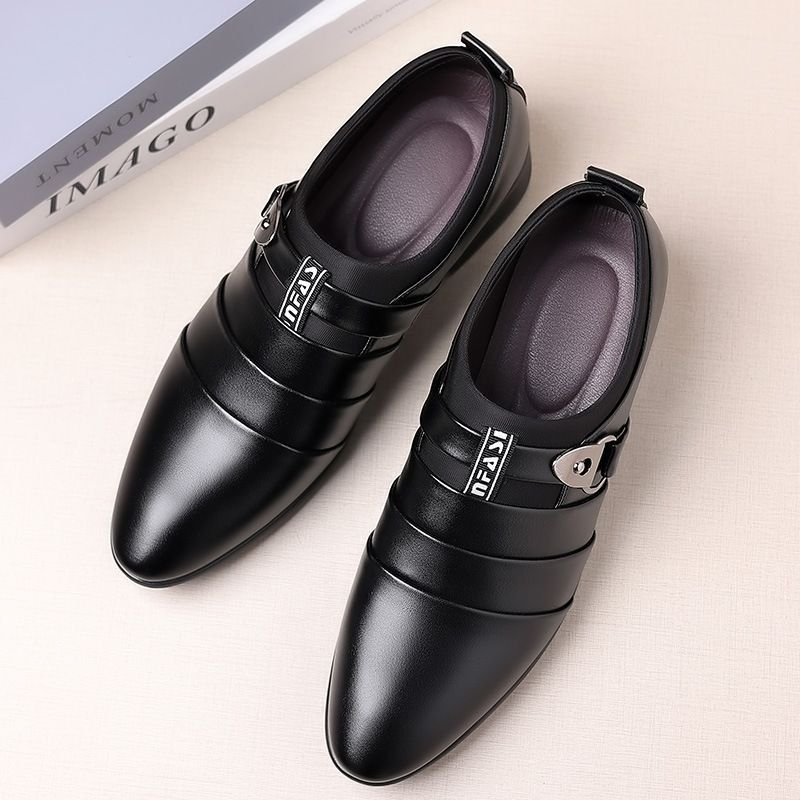 Formelle Oxfords für Herren, Leder, spitze Zehenpartie, bequeme Freizeitschuhe zum Reinschlüpfen_voghion.com