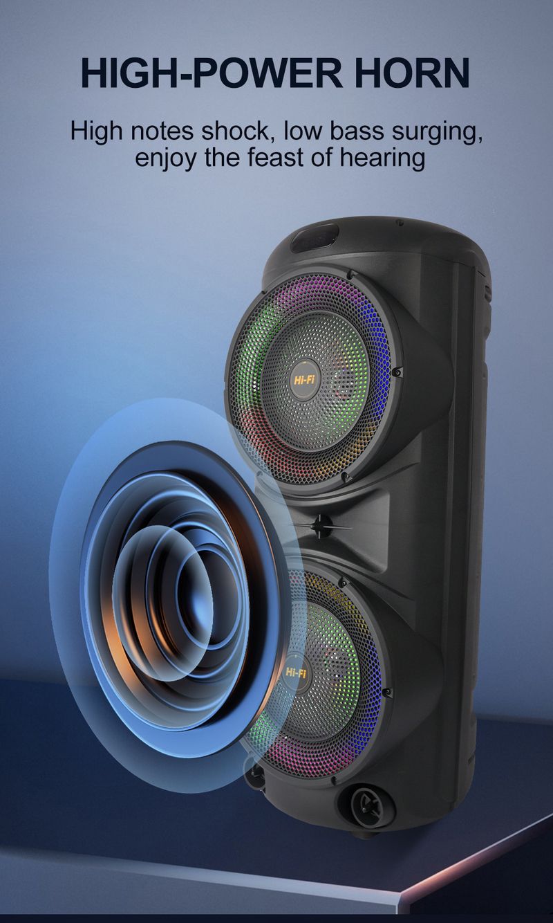 ZQS12206 Dual 10-inch Square Dance Speaker Bass Wireless Microphone Bluetooth Speaker_voghion.com