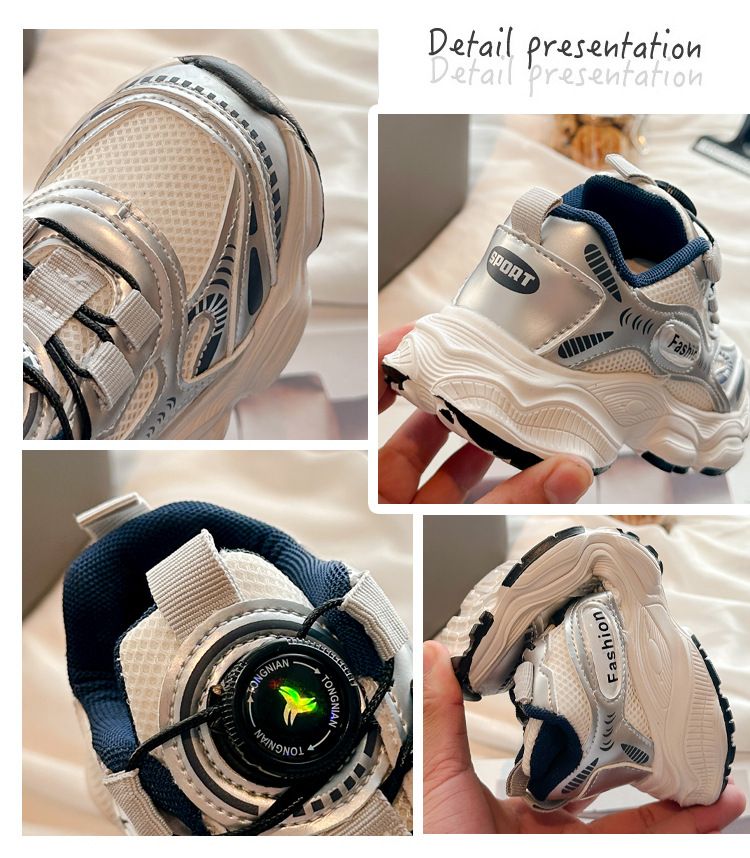 Nya Rotary Buckle Pojkar Lätta Andningsbara Mesh Casual Sneakers Flickor Pappa Löparskor_voghion.com