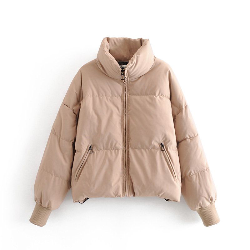 Damen-Pufferjacke für Herbst & Winter – gemütlicher, übergroßer Steppmantel mit Stehkragen, leichte, warme Oberbekleidung (Khaki, Schwarz, Beige, Camel)_voghion.com