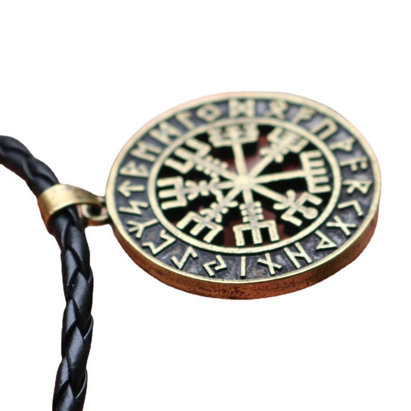 Wikinger-Piraten-Kompass Odin Logo Halskette Nordischer Runawin Metallanhänger Accessoire_voghion.com