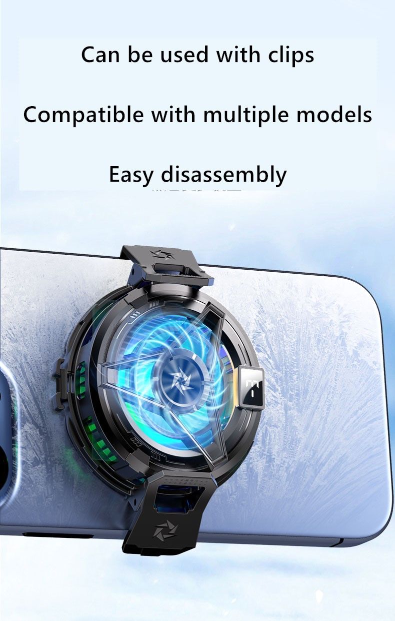 Wireless Charging Magnetic Phone Cooler For IPhone 15, 14, 13, 12, 11 S24 Ultra Back Clamped Phone Fan Game Cooling_voghion.com