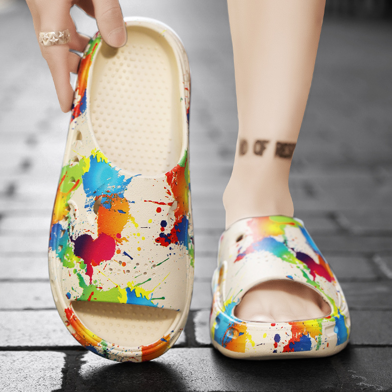 Men Slippers External Wear Sandals Open Toe Pillow Beach Slippers for Summer Soft Foam Sliders Slip Comfy_voghion.com