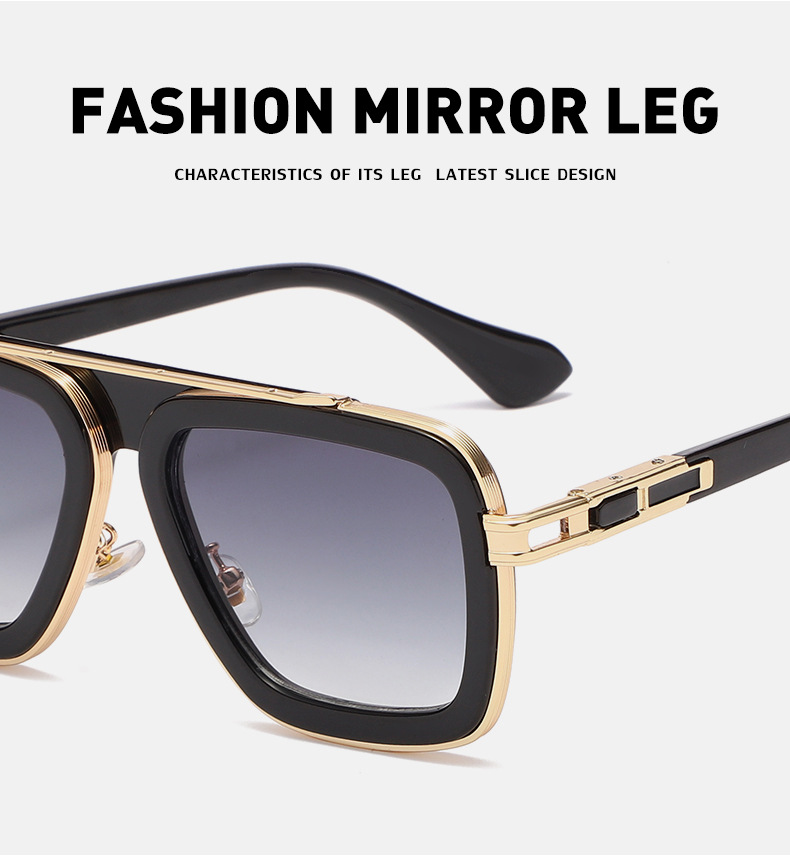 retro square frame sunglasses for men, high end steam punk style sunglasses for men, ins style_voghion.com