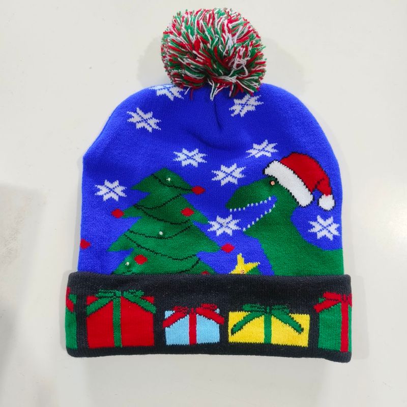 New Year Glowing Christmas With LED Colorful Flashing Lights Adult And Children Universal Warm Knitted Wool Hat_voghion.com