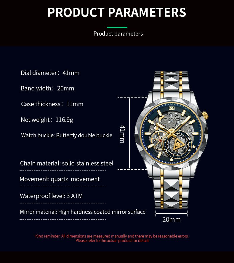 VA VA VOOM Men's Watch 2025 New Stainless Steel Hollow Watch Business Simple Quartz Waterproof Watch_voghion.com