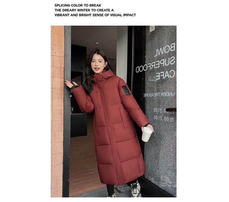 Piumino lungo con cappuccio da donna - Cappotto invernale oversize con fodera in pile, caldo capospalla trapuntato per donne e coppie_voghion.com