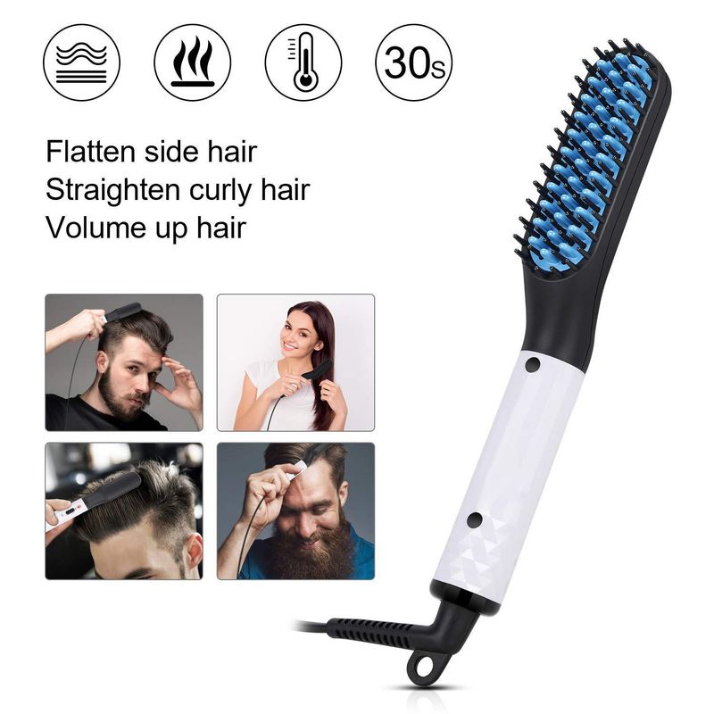 1 PC Mann Haarkamm Bürste Bartglätter Multifunktionaler Haarglätter Kamm Lockenwickler Schnelles Aufheizen Styling-Tools_voghion.com