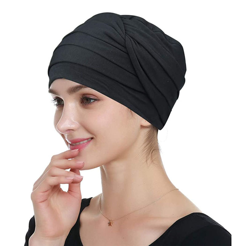 New Hexagon Ladies Heap Cap Solid Color Muslim Baotou Cap Bamboo Folded Cap_voghion.com