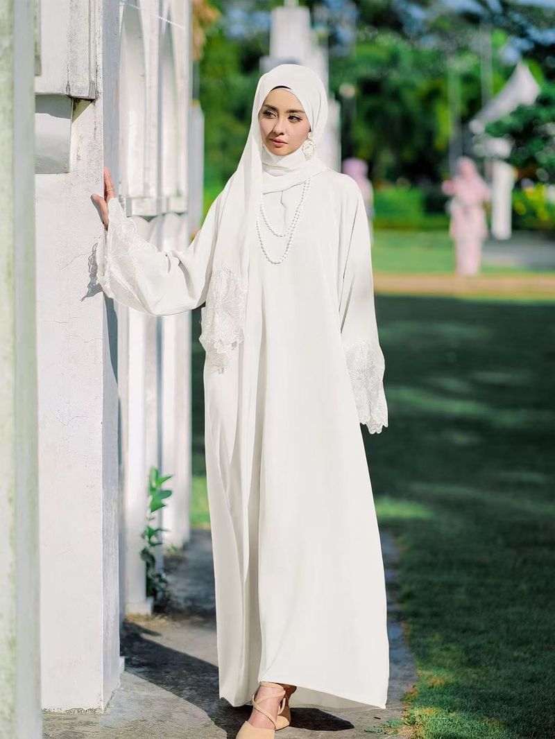 Abbigliamento femminile, abito da donna musulmana in sette colori del Medio Oriente, abito malese indonesiano con velo_voghion.com