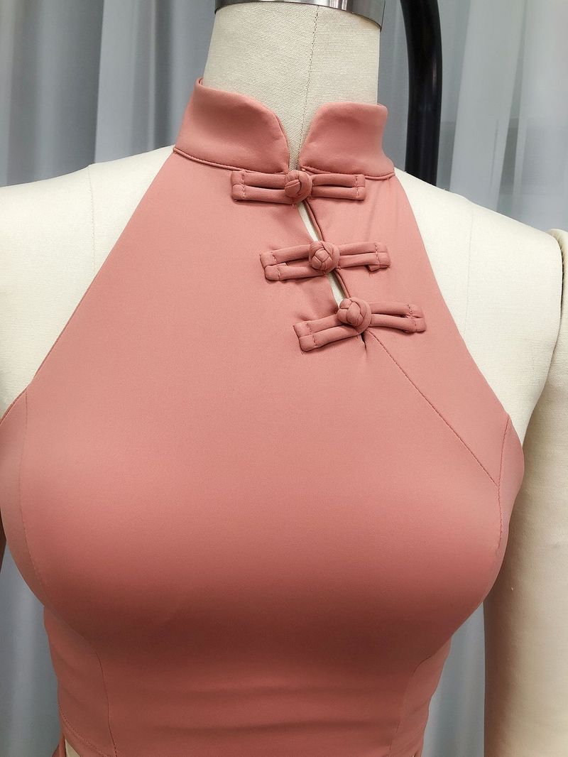 Backless Halter Neck Bowknot Sports Yoga Vest Brushed High Elastic Hip-Showing Fitness Training Pants Set_voghion.com