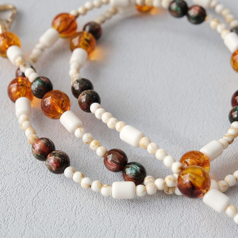 Gioielli con perline acriliche, bracciale con perline iridescenti, accessori, tracolla, tracolla per telefono, borsa in resina, catena_voghion.com