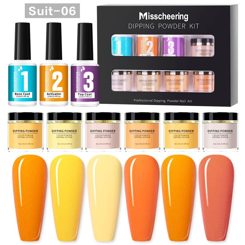 Set di polvere per immersione per nail art senza lampada da cottura, polvere per immersione francese, glitter per unghie, polvere per immersione_voghion.com