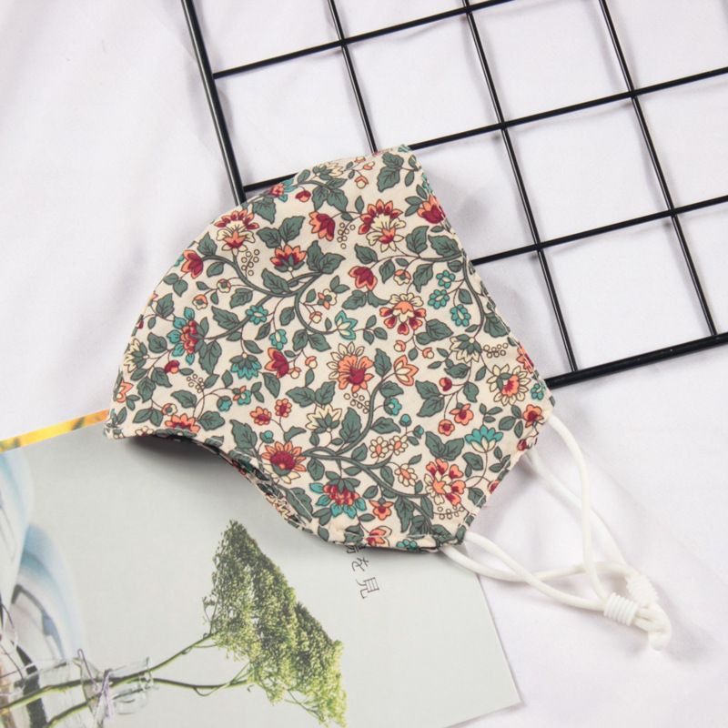 Klein vers bloemenpatroon Dubbellaags ademend verstelbaar stofmasker voor vrouwen_voghion.com