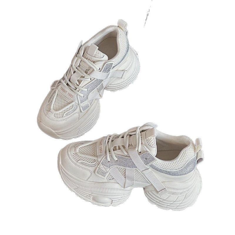 Real Leather Dad Increase Height In 2025 Spring And Autumn New Style Rhinestone Versatile Display High Thick Sole Small_voghion.com