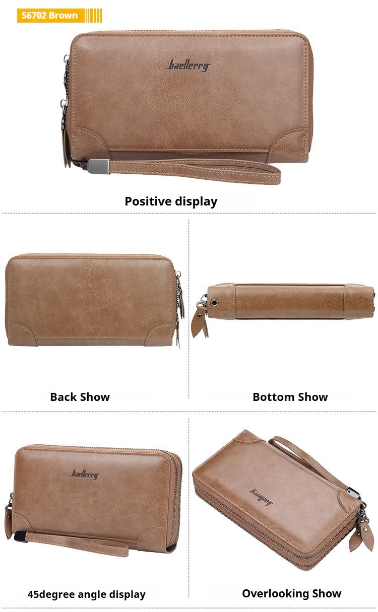 Geldbörse, neue hochwertige multifunktionale Geldbörse mit großem Fassungsvermögen für Herren – lange Clutch mit Doppelreißverschluss, stilvolles und praktisches Design, für den täglichen Gebrauch geeignet_voghion.com