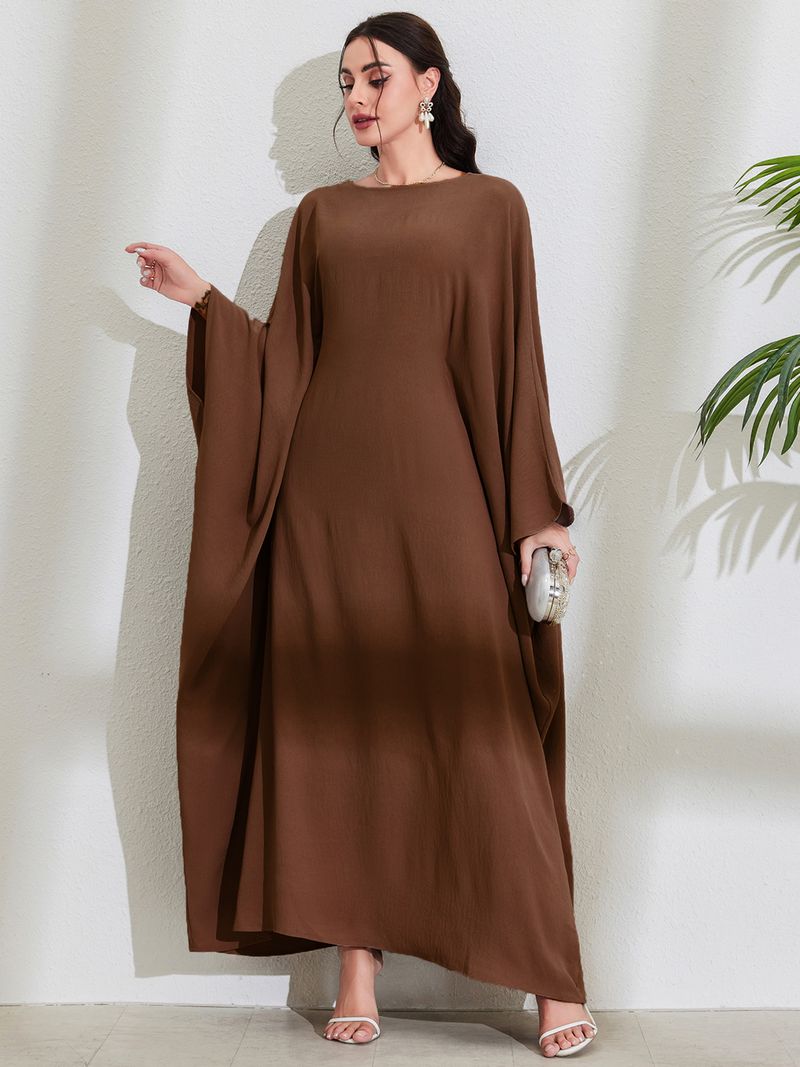 Women's Clothing Arabic Long Skirt With Bat Sleeves And Round Neck Fashionable And Elegant Dress Robe_voghion.com