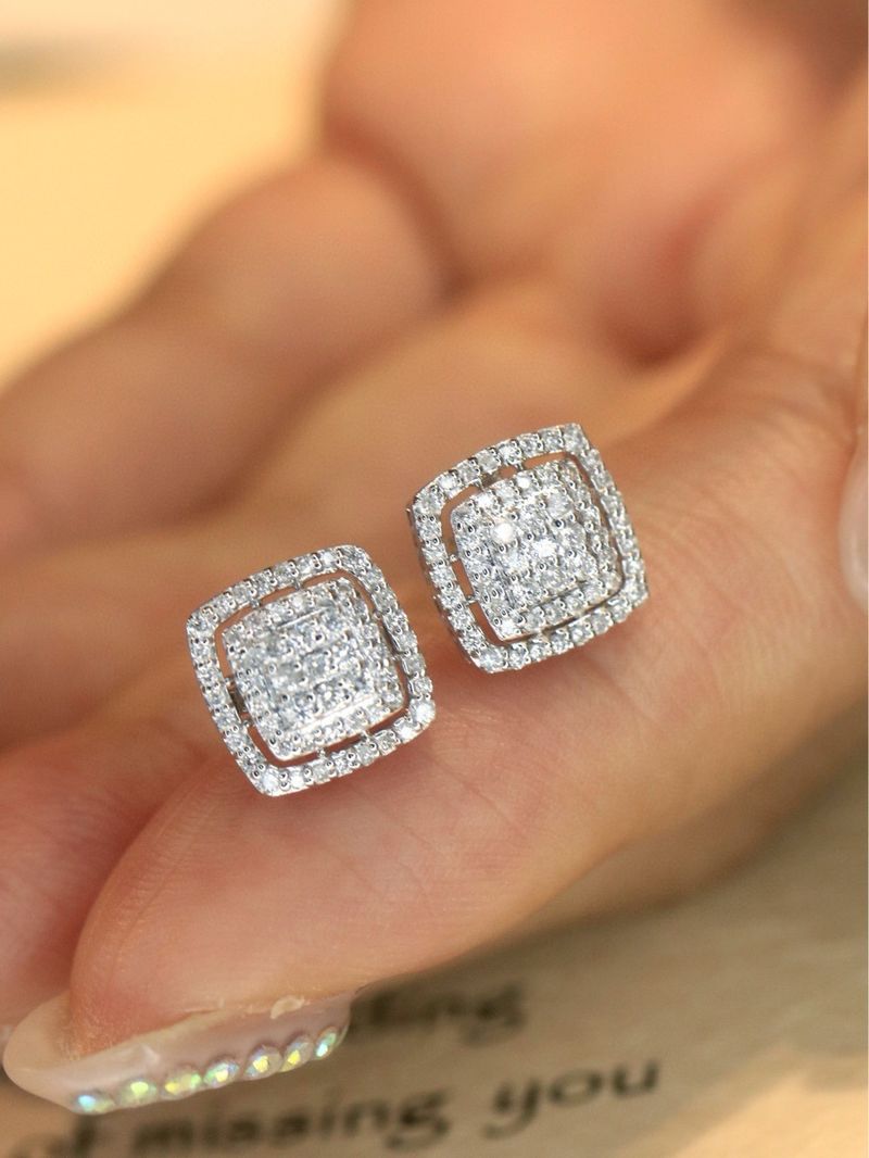 Klasiski kvadrātveida hiphopa cirkona auskari vīriešiem, vienkārši luksusa cukura kubiņu auskari, karsti pārdodami auskari_voghion.com