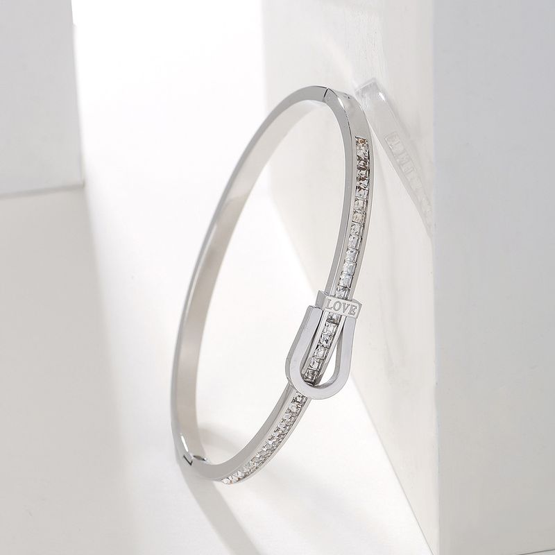 Women's Jewelry Titanium Steel Bracelet For Girls High End Luxury Style Couple Style Curved Row Engraved LOVE Stainless Steel Diamond Bracelet_voghion.com