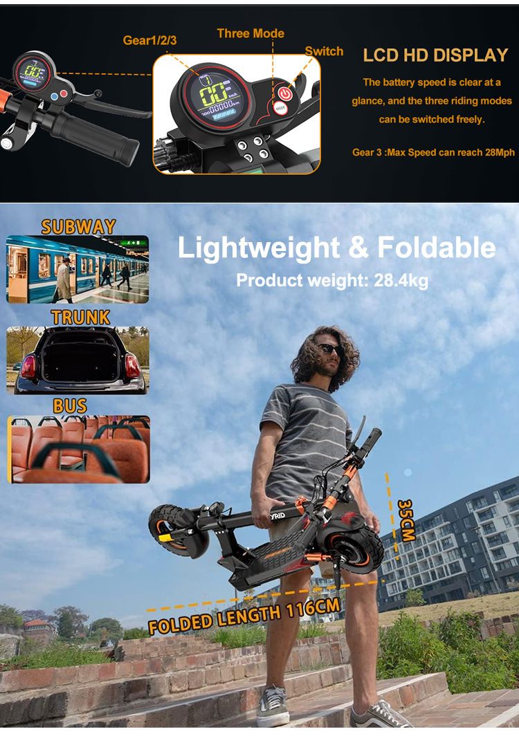 Elektrische MX14 Long Range Dubbele Schokdemper Scooter_voghion.com