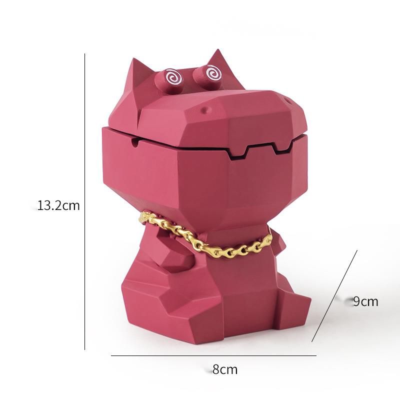 Cenicero de hipopótamo con tapa, diseño de personalidad creativa de alta gama, estilo moderno, adorno de dibujos animados para el hogar, la sala de estar y la oficina._voghion.com