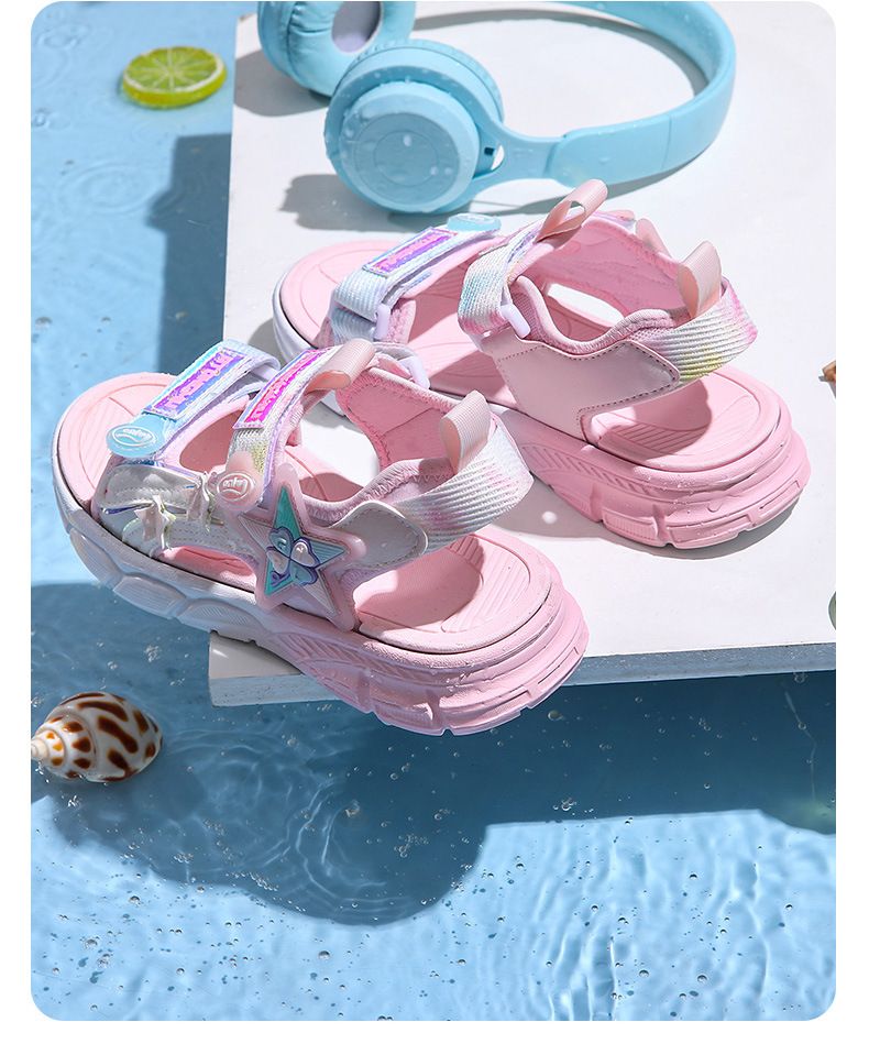 Sandali 2024 Scarpe da spiaggia con suola morbida per ragazze, impermeabili, impermeabili, per studenti medi e grandi, versatili per bambini_voghion.com