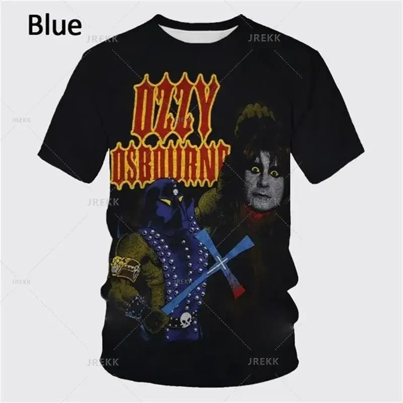 Punk Band Rock Band Ozzy Osbourne Baskılı Tişört Yaratıcı Rapçi Moda Kısa Kollu Giyim Üstü 3D Tişört Erkek Çocuk Tişörtü_voghion.com