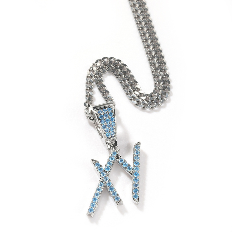 Gu Meng Neue Produkte Kupfer eingelegte bunte Zirkon Gras Körper Leer Halskette Hip Hop personalisierte DIY Kombination_voghion.com