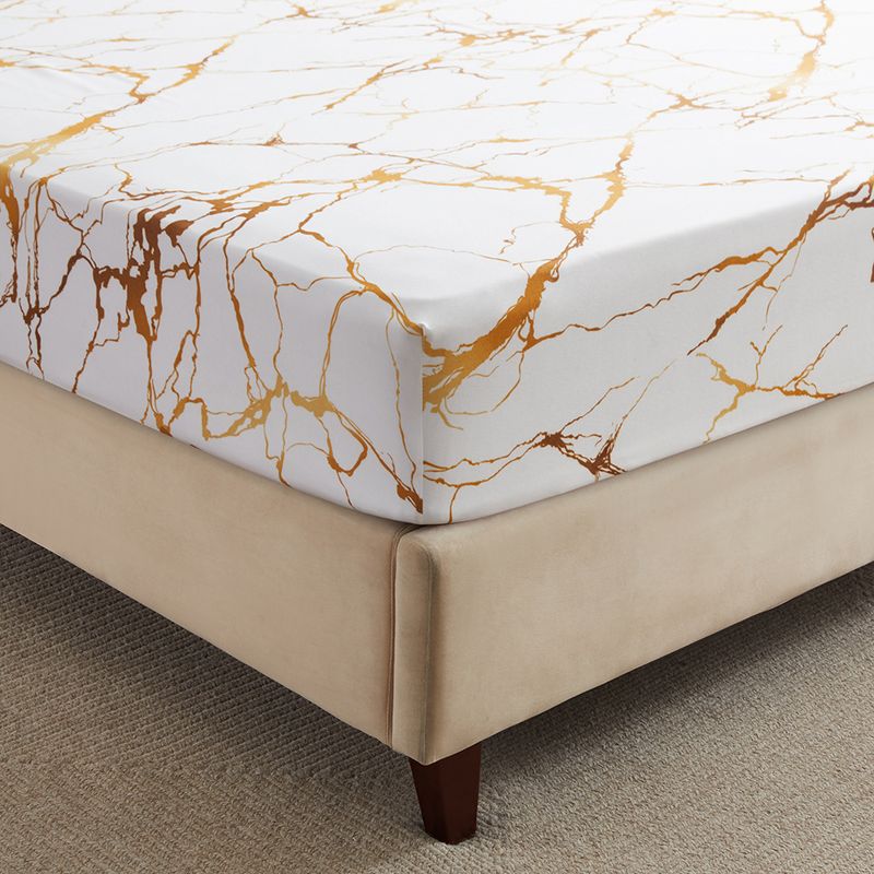 Gonna da letto 3D in marmo platino - Lenzuolo con angoli in poliestere di alta qualità con design elegante (lussuoso e resistente) - Perfetto per l'arredamento moderno della camera da letto principale._voghion.com