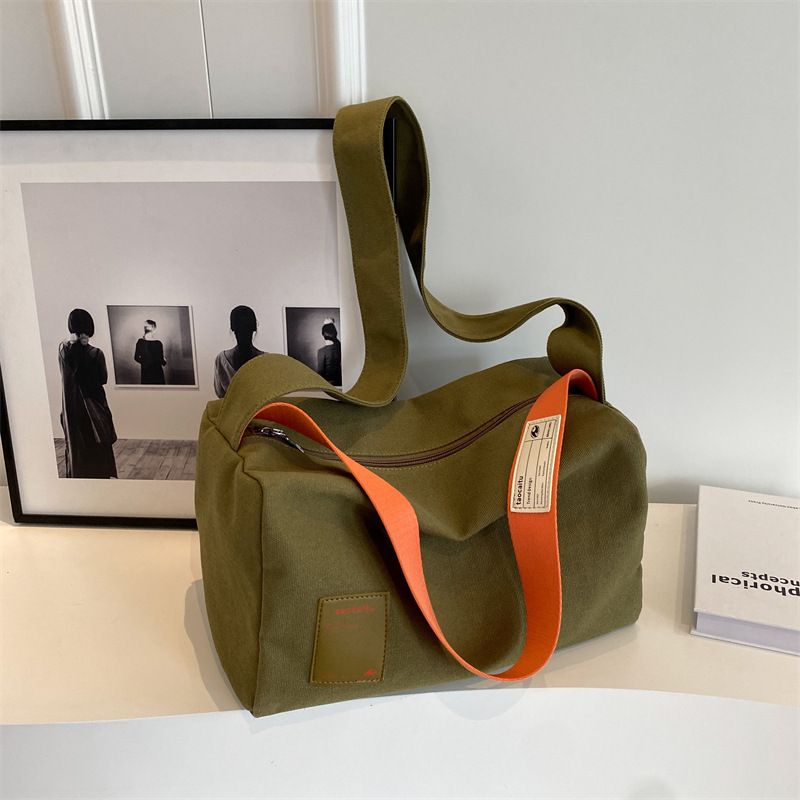 Grande capacidade nova bolsa de lona minimalista classe estudante bolsa diagonal de ombro único, bolsa de travesseiro feminina_voghion.com