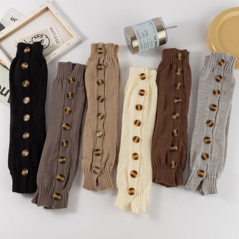 Calentadores de piernas de punto dividido para mujer, botas calcetín de canalé grueso, accesorios de capas de invierno inspirados en el Y2K_voghion.com