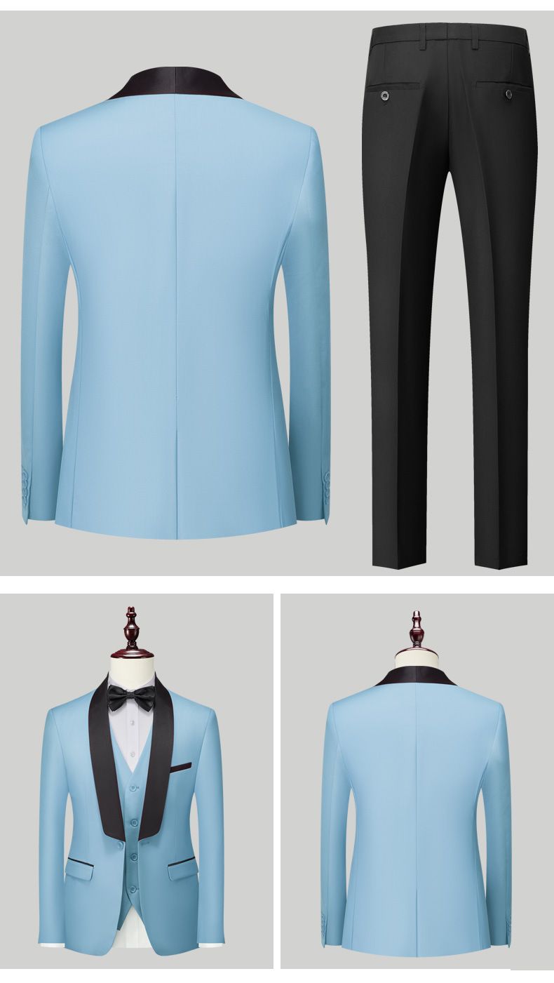 Men's Clothing Three piece Men's Double Slit Tuxedo Suit_voghion.com
