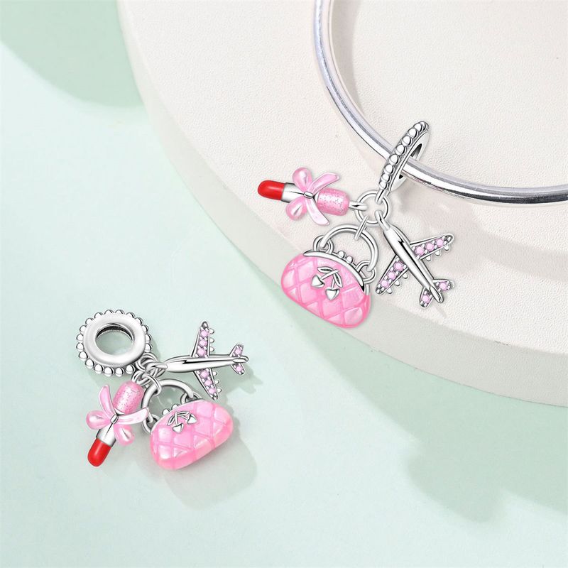 Women's Jewelry Travel Style Summer Cocktail Bag Charm Beads DIY Jewelry Accessories Bracelet Copper Plated Silver_voghion.com