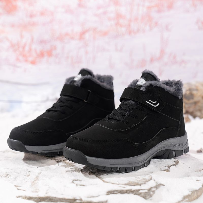 Botas de nieve para mujer, de invierno, con forro polar grueso, antideslizantes, de horma ancha, para caminar, talla grande, con velcro, de algodón_voghion.com