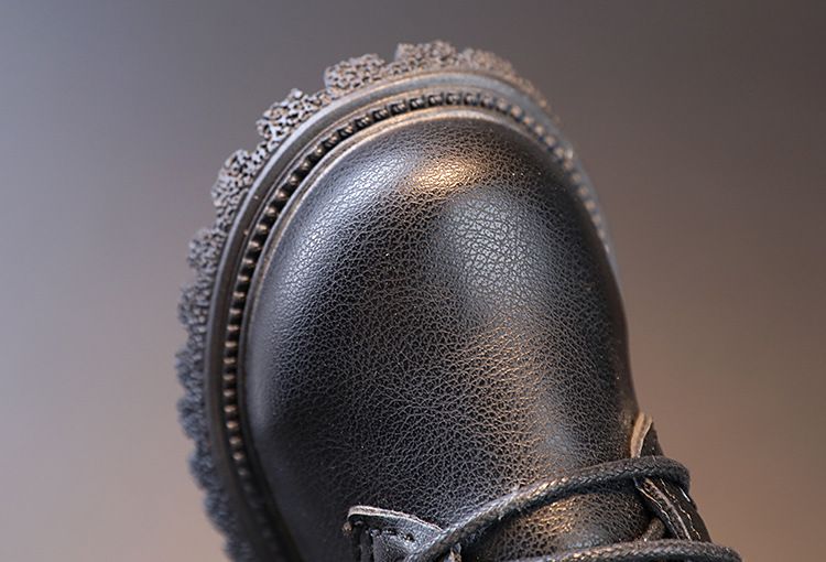 Children's autumn and winter solid color short boots boys fashion Martin boots wool mouth girls soft bottom boots single boots leather boots_voghion.com