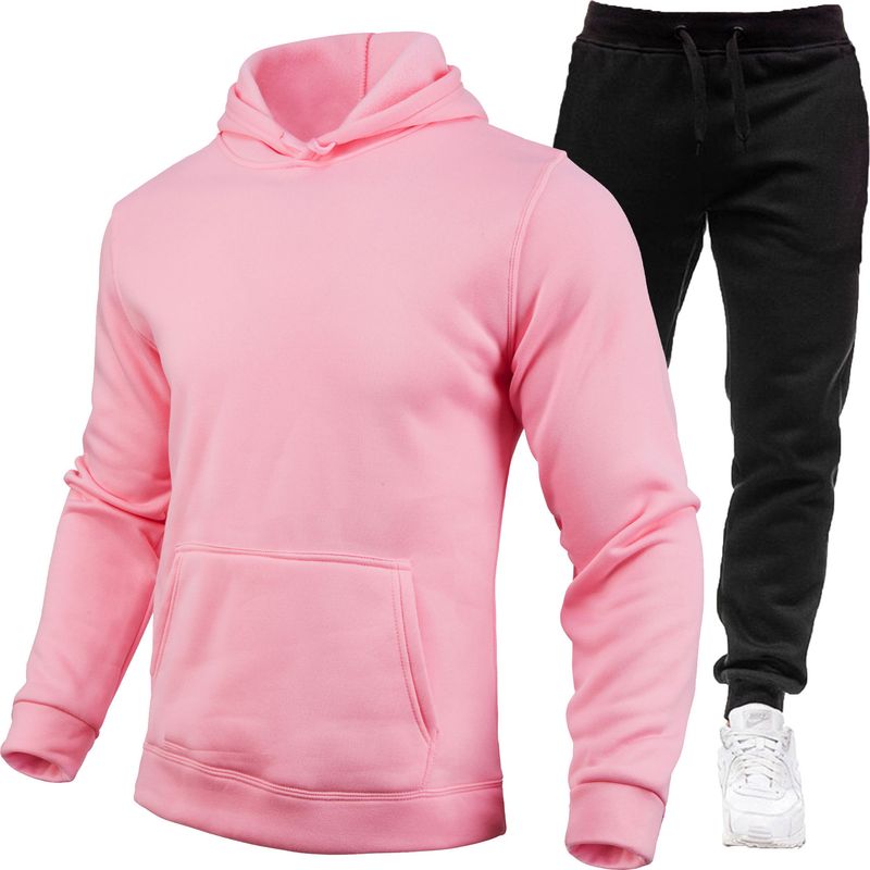Pull de sport ensemble de pull à capuche en polaire à la mode pour hommes_voghion.com