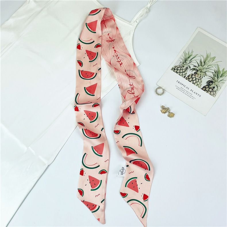 Giappone e Corea del Sud Arancione dolce stampato Cartoon Frutta Decorazione moda Sciarpa calda Fascia estiva per donna_voghion.com