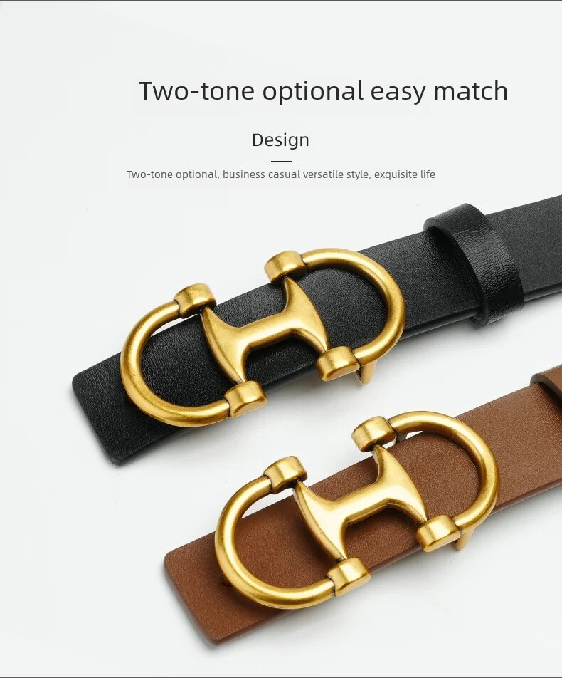 Nuova cintura in pelle da donna con utilizzo fronte-retro, cintura femminile semplice e alla moda, versatile, in pura pelle bovina_voghion.com