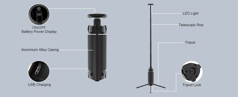 Camping Lantern Rechargeable,with Extendable Light Tripod, Tent Lights 3 Lighting Modes With 12000mah Batteries, Outdoor Waterproof Portable Lanterns_voghion.com
