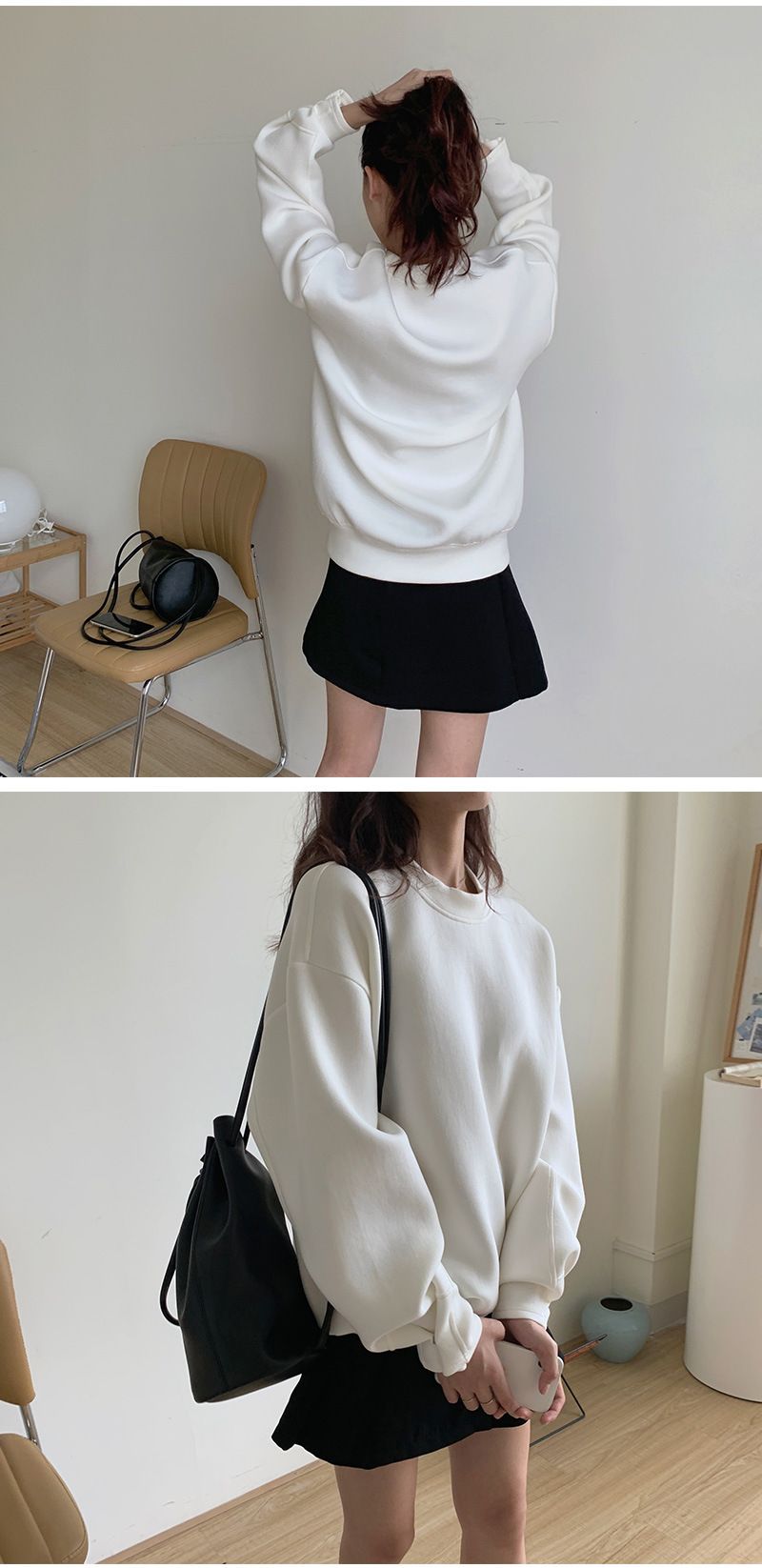 2024 Korean ins simple solid color space cotton casual loose lazy style round neck hoodie three colors_voghion.com