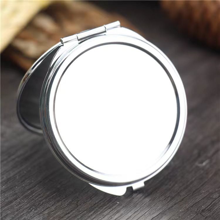 Elegante ronde minispiegel met diamanten – compacte dubbelzijdige make-upspiegel met klapdeksel voor thuis en op reis (6 cm, PU/PS/PVC-frame)_voghion.com