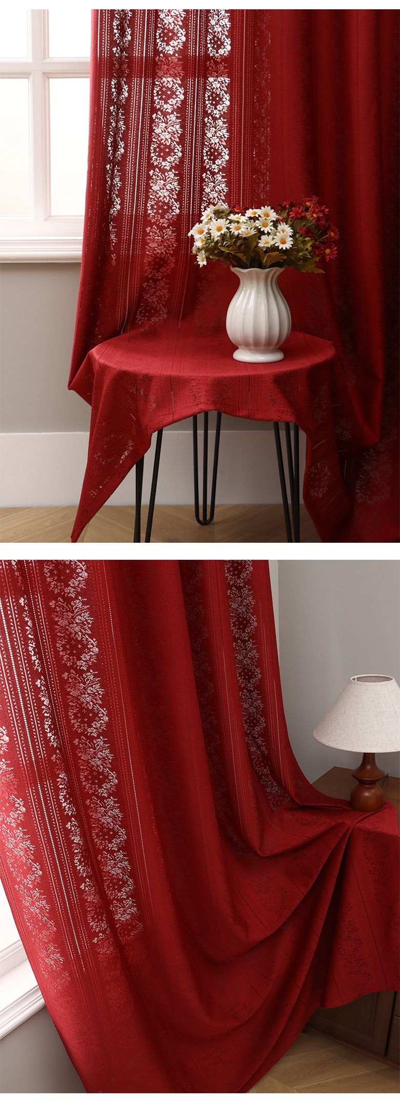 Bohemian Lace Sheer Curtains - Semi-See-Through Window Drapes For Living Room & Bedroom (Ready-Made, Light Filtering With Privacy, 52x84 Inches)_voghion.com