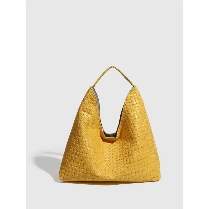 Borsa a secchiello da donna in tessuto intrecciato, grande capacità, per laptop, per pendolarismo autunnale_voghion.com