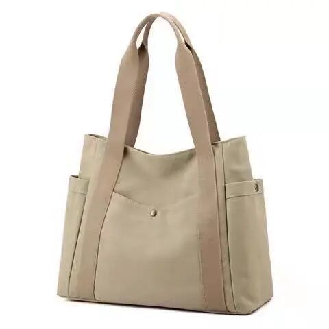 Modische Tragetasche mit großer Kapazität für die Arbeit mit einer Schulter, tragbare, lässige neue Canvas-Tasche für Damen, College-Studenten_voghion.com