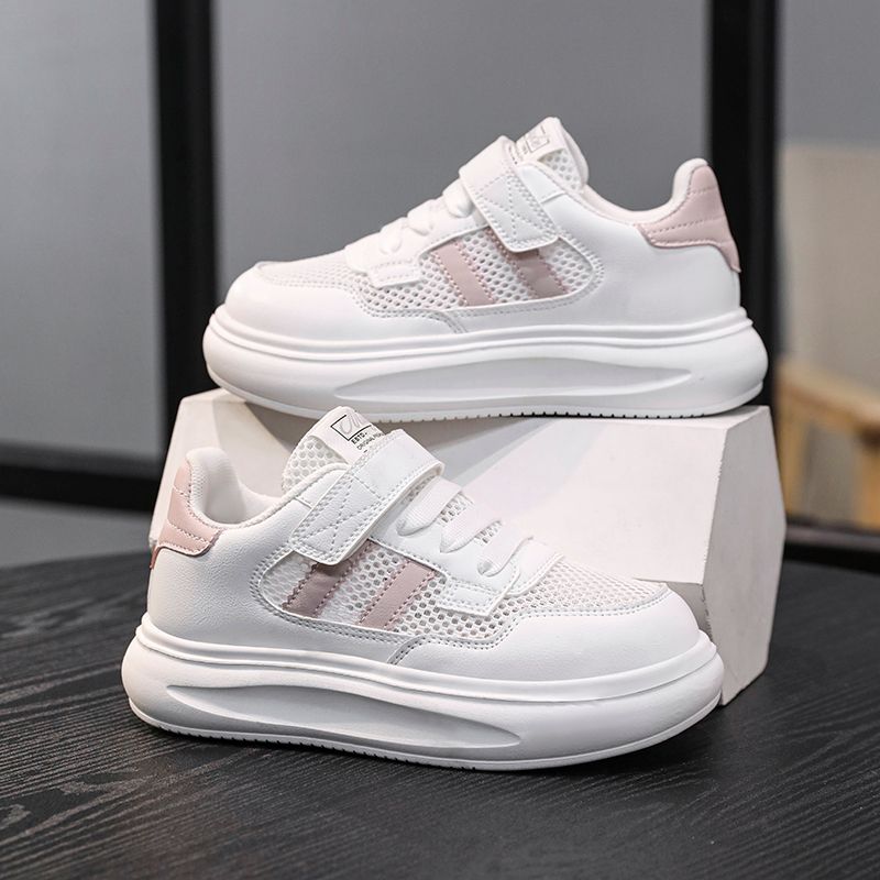 Boys Little White Shoes Girls White Sneakers Children's Board Shoes Kindergarten Primary School Children Running Shoes Mesh Breathable_voghion.com