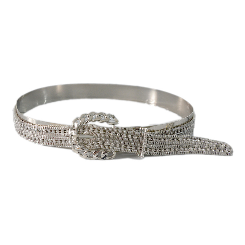 Chai décoratif décontracté pour femmes, diamod d'eau, ilaid, ceinture à boucle aiguille, jupe assortie pour femmes, taille de chemise_voghion.com