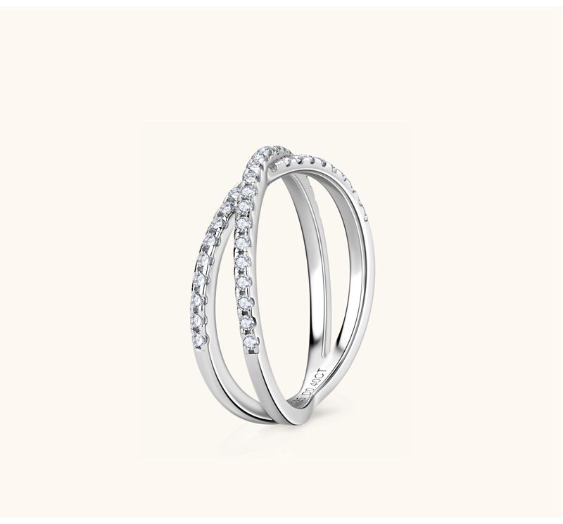 Anello da donna con moissanite a forma di X, stile Ins, anello da dito, temperamento alla moda, anello in argento Sterling S925, gioielli da donna_voghion.com