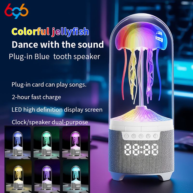 Farbenfroher Bluetooth-Lautsprecher mit 3D-HiFi-Stereo-LED-Display, Musik-, Sport- und Quallen-Sound, unterstützt TF-Karten für Zuhause und Büro_voghion.com