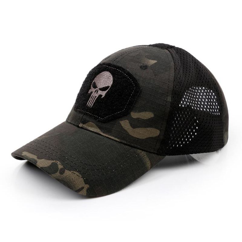 New Tide Cool Skull Multicam Operators Mesh Baseball Cap Männer Fitted Cap Taktesch Gutt Qualitéit Atmungsaktiv Outdoor Sportarten_voghion.com
